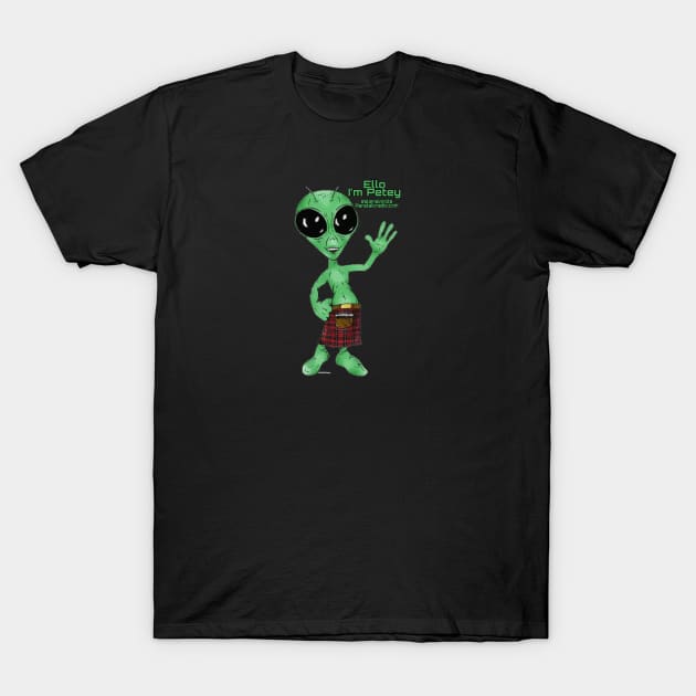 Alien in Kilt T-Shirt by Tedwolfe